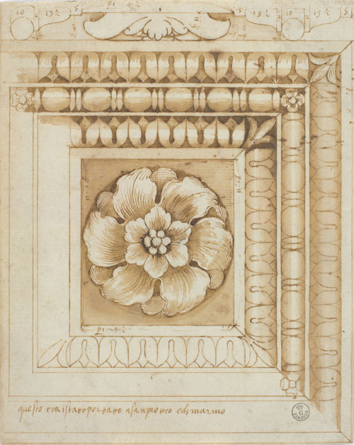 Fig. 1 - Pietro Rosselli - Lacunare marmoreo antico - stilo e penna su carta bianca - Gabinetto dei Disegni e delle Stampe, Gallerie degli Uffizi, Firenze